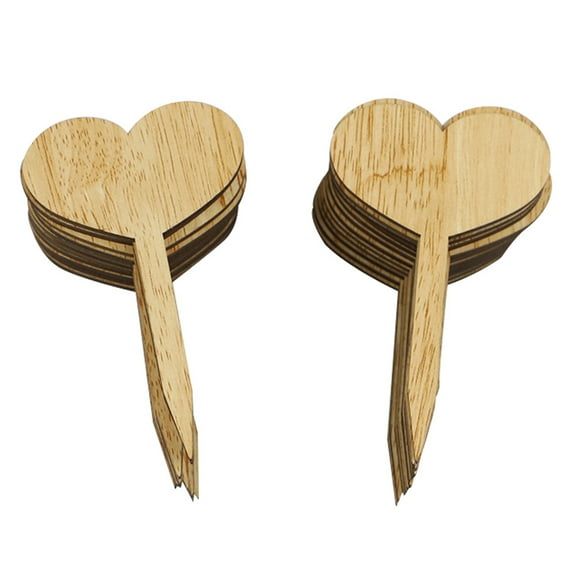 Plant Labels Wooden Tags Set Vegetables Potted Nursery Garden Stake Note indoor and outdoor Ornament Friendly - 30pcs Heart A