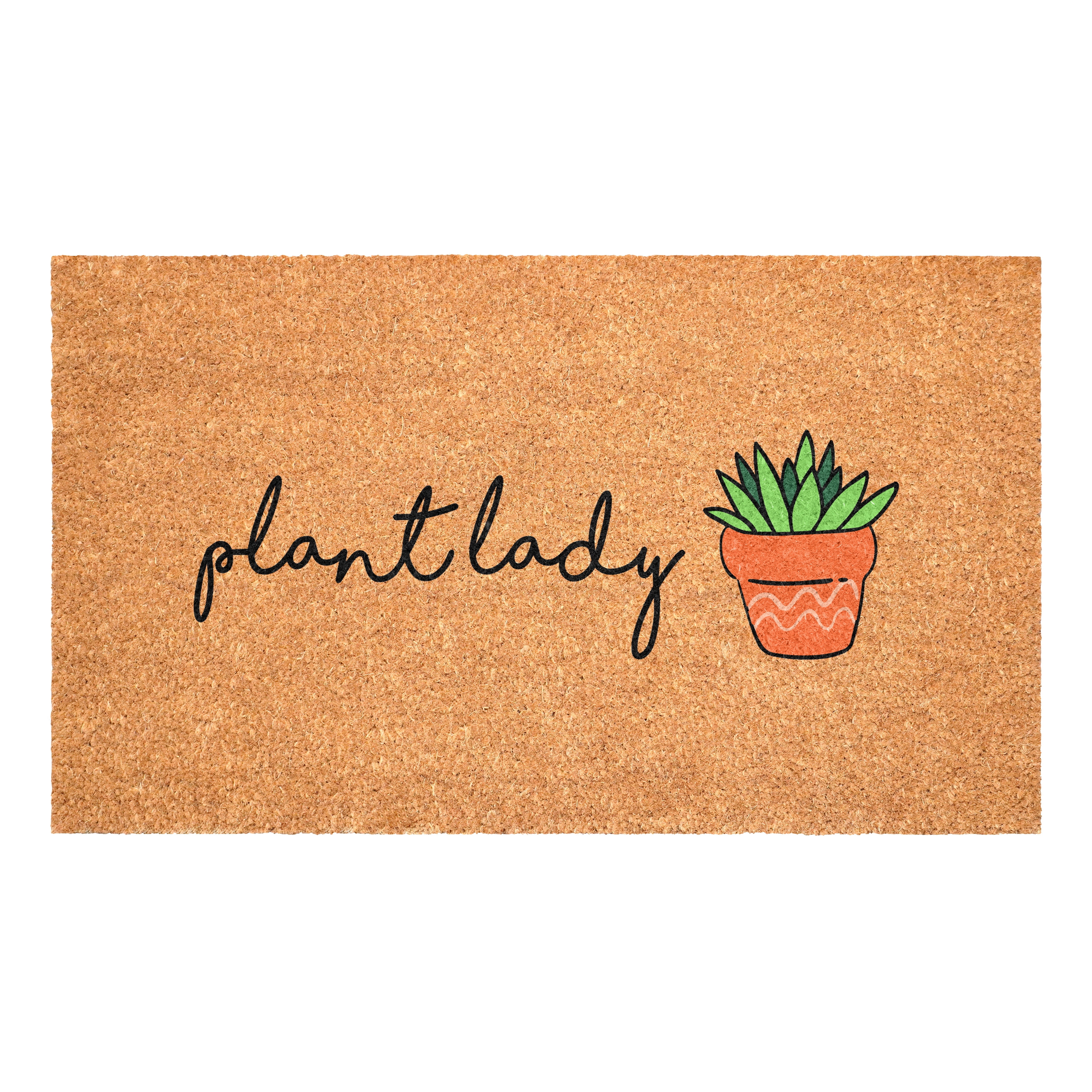 Plant Lady Bloom Non Slip Vinyl Backing, Front Door Mat, Entryway Door Mat, 24"x36"