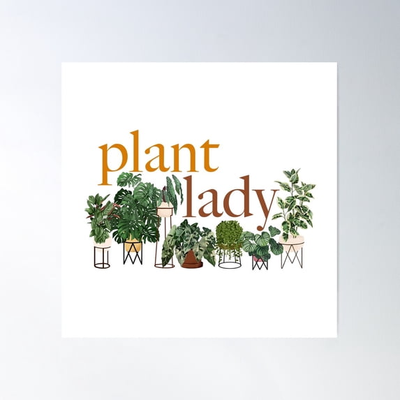 Plant Lady Illustraition 1 Poster Wall Art, Modern Wall Decor For Living Room Bedroom, 30x30 UNFRAMED