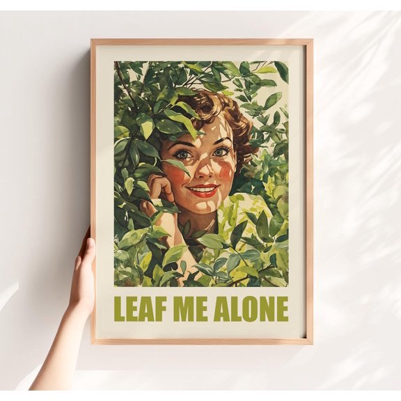 Plant Lady Leaf Me Alone Botanical Pun Wall Decoration, Stretched Canvas 12x16in