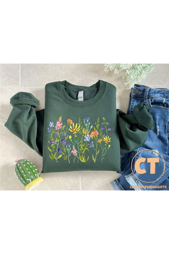 Plant Lady Sweatshirt, Flower Sweatshirt, Wildflowers Sweater, Nature Lover Gift, Womens Gardening Sweatshirt, Boho Floral Shirts SWEATSHIRT All Size S-5XL