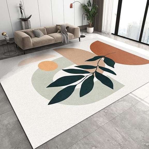 Plant Leaf Art Area Rug 5x7ft