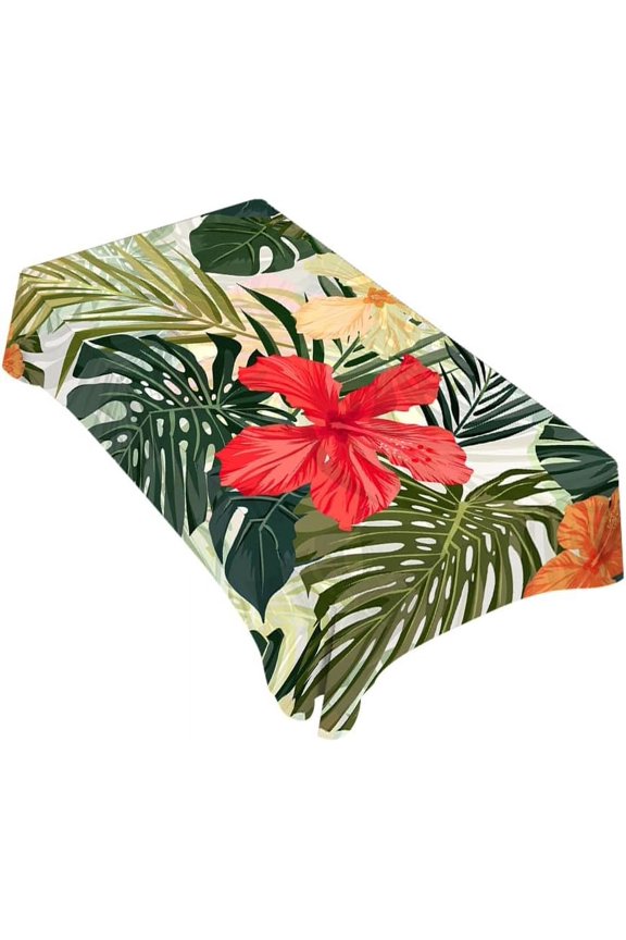 Plant Leaf Floral Foliage Palm Tablecloth Decor Tropical Jungle Palm Table Cloth Dining Room Kitchen Table Cover 60" X 84" Oblong/Rectangle