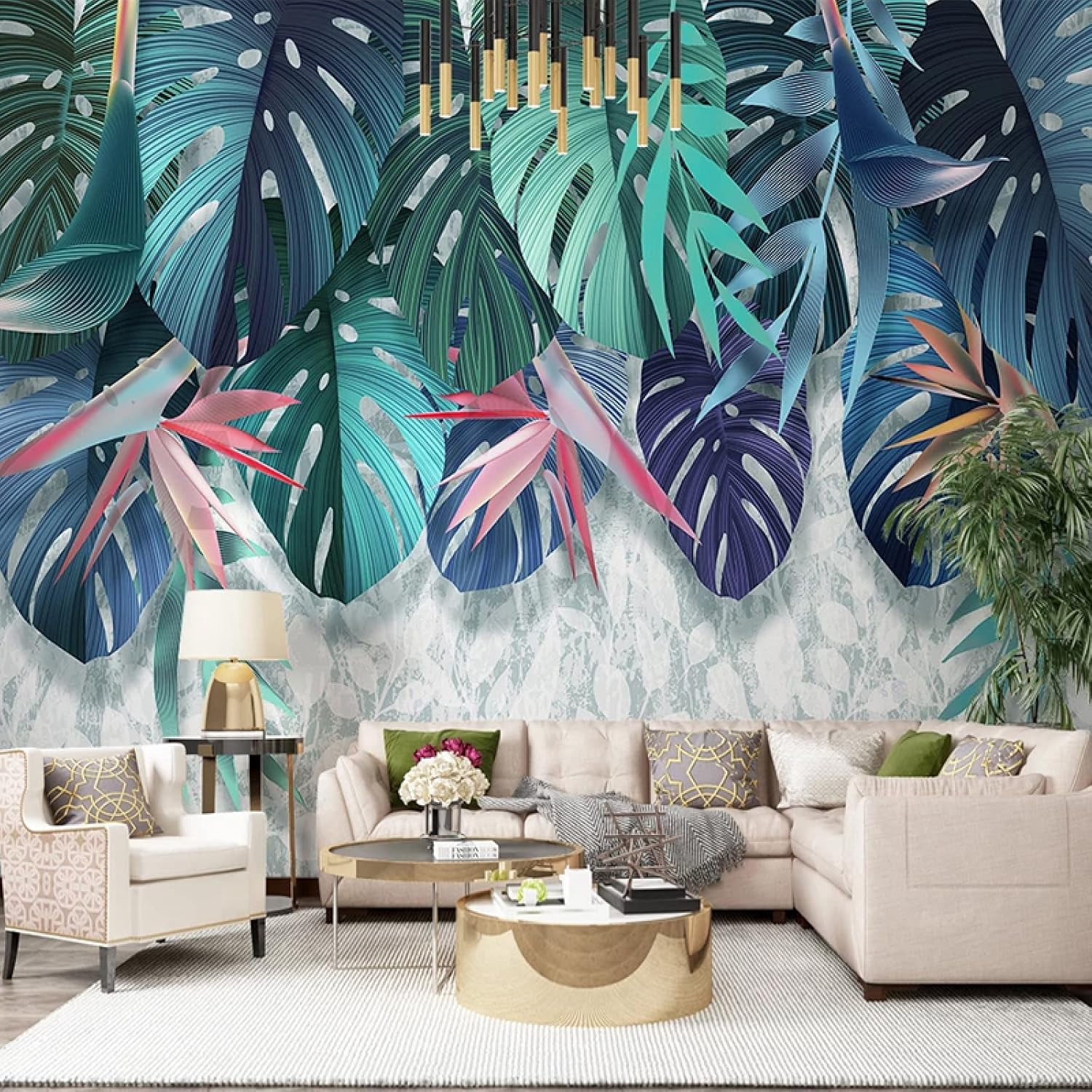 Plant Leaves Banana Leaf Wallpaper 3D Mural, Natural Scenery Custom ...