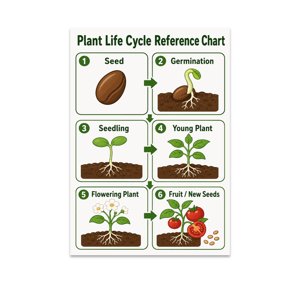 Plant Life Cycle Reference Chart - Educational Decor for Students - 13x19 Poster Print