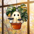 thumbnail image 1 of Plant Loving Ghost Acrylic Suncatcher 2025, Monstera Ghost Window Hanging, Spooky Houseplant Gift, Cute Halloween Home Decor, 1 of 2