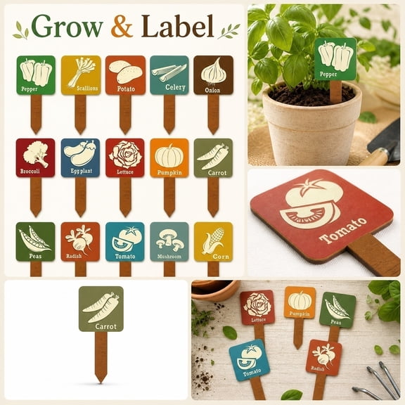 Plant Markers for Outdoor Plants, 5X2.5 Inch 15 Count Wooden Plant Name Tags, Durable Garden Tags for Plants Outdoor for All Vegetable Types, Herb Garden Tags for Marking Growing