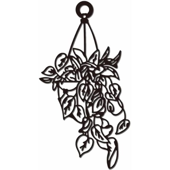 Plant Metal Wall Art Flower Vase Modern Wall Decors Black Hanging Sign Iron Rustic Decorations Potted Bracketplant Sculpture DIY