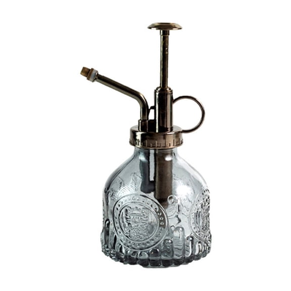 Plant Mister Glass Spray Bottle Small Plant Watering Can 6.3" Tall Retro Indoor Watering Can Plastic Top Pump for Garden Indoor Plant Sprayer(Clear)