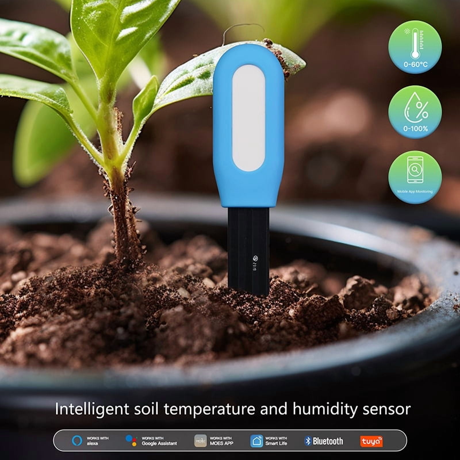 Plant Moisture Meter Smart Soil Tester Bluetooth Humidity Temperature ...