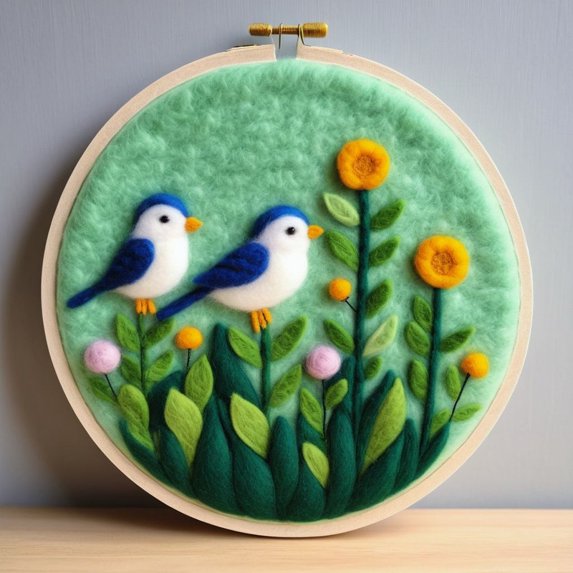 Plant Needle Felting Set, Beginner Felt Painting Set, With Wool Felt Painting Set, Decorative Frame, Suitable for Home Decoration, Christmas Gift