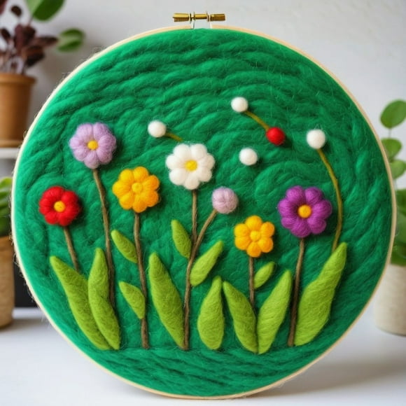 Plant Needle Felting Set, Beginner Felt Painting Set, With Wool Felt Painting Set, Decorative Frame, Suitable for Home Decoration, Christmas Gift