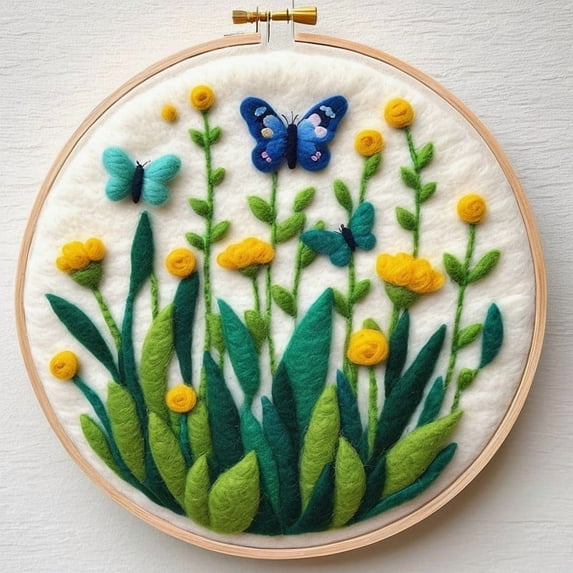 Plant Needle Felting Set, Beginner Felt Painting Set, With Wool Felt Painting Set, Decorative Frame, Suitable for Home Decoration, Christmas Gift