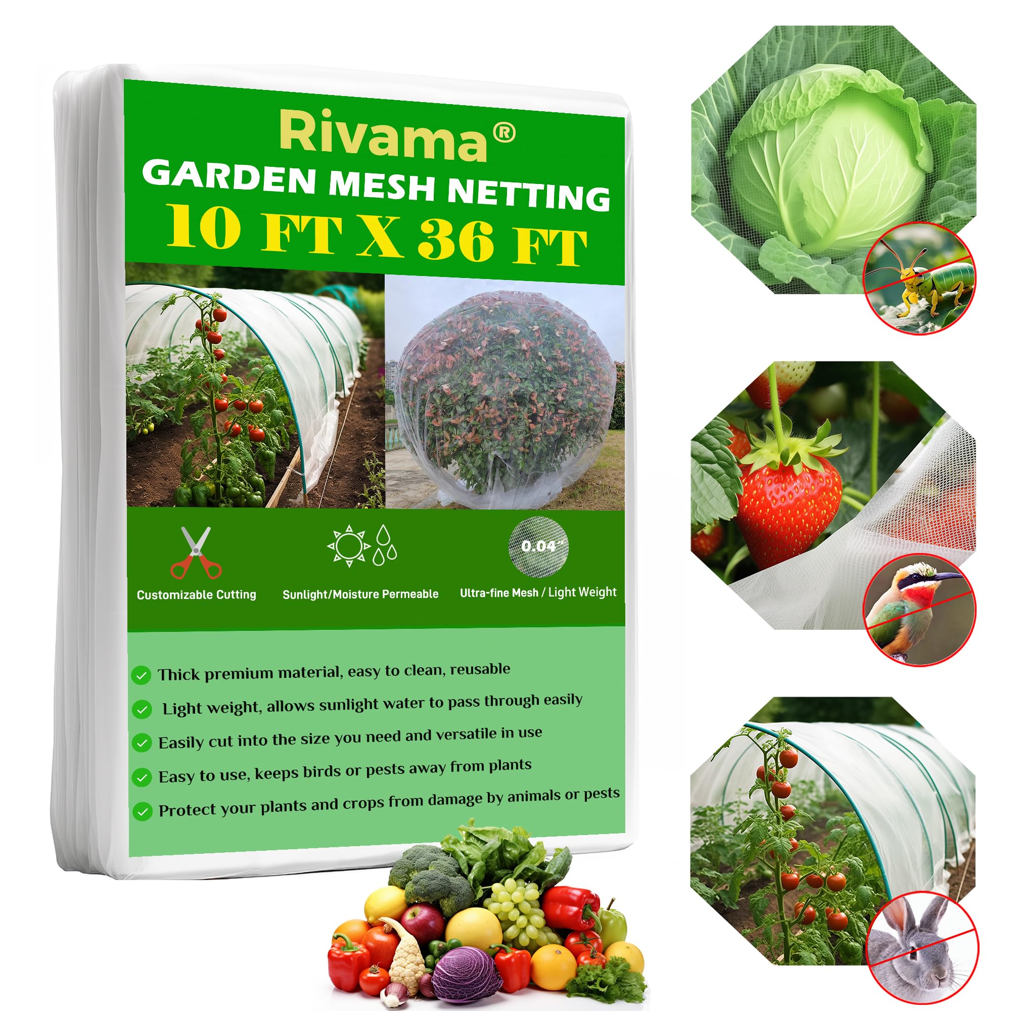 Plant Netting for Garden,10X36 FT Garden Cicadas Netting Barrier, Ultra