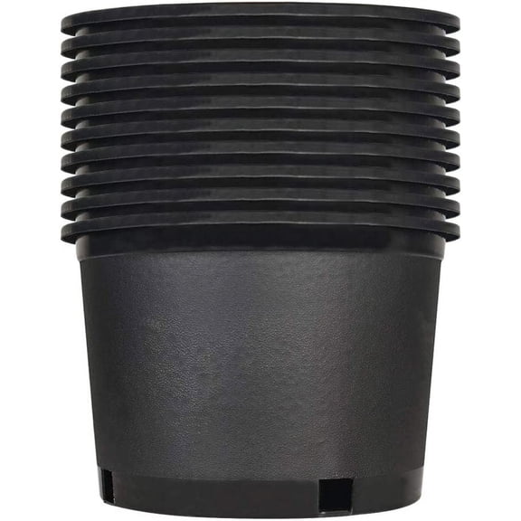 Plant Nursery Pot 10-Pack 1 Gallon Plastic Garden Planter Pots Flower Seedling Injection Molded Container Seed Starting Pot Set for Indoor Outdoor Plants Seedlings Vegetables Black