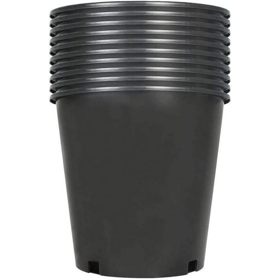 Plant Nursery Pot 10-Pack 1 Gallon Plastic Garden Planter Pots Flower Seedling Injection Molded Container Seed Starting Pot Set for Indoor Outdoor Plants Seedlings Vegetables Black