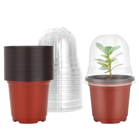 Plant Nursery Pots with Humidity Domes,20 Sets 4 Inch Soft Nursery Pots (20 Pots + 20 Clear Lids), Seed Starter Pots Small Plant