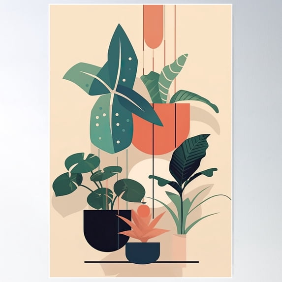 Plant Party Poster Wall Art, Modern Wall Decor For Living Room Bedroom, 8x12 UNFRAMED