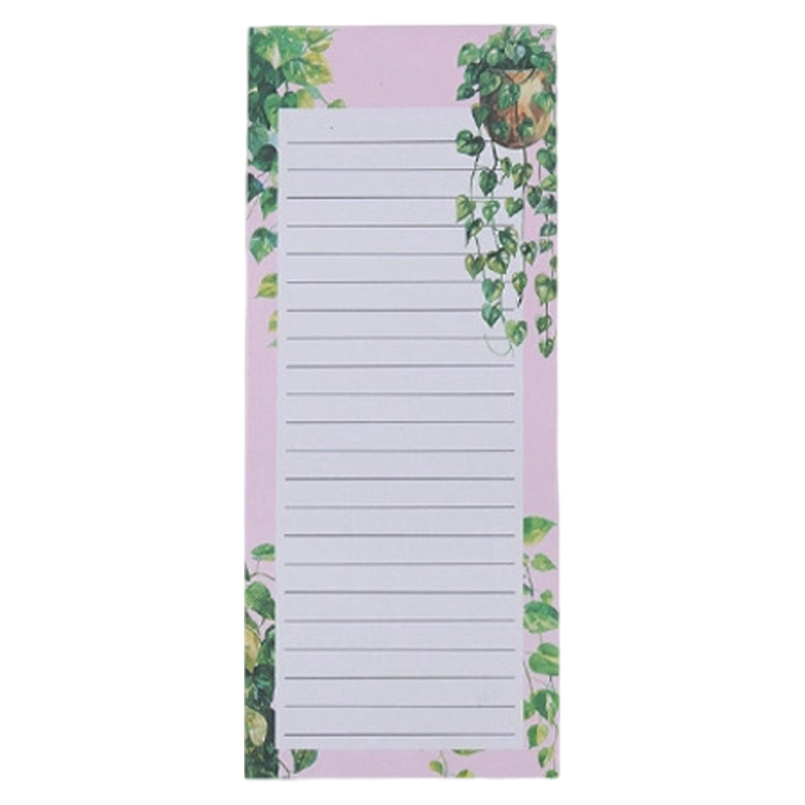 Plant Pattern Tear-Off Notepad 21.3 x 9 cm with Magnetic Strips - Lined ...