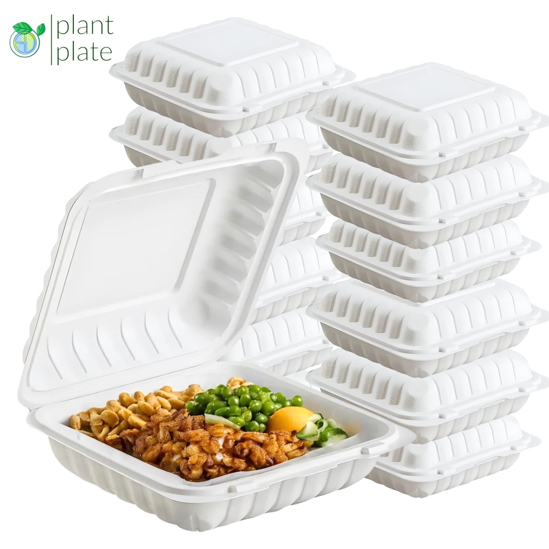 White 9 X 9 Inch X 3 CP Clamshell Sugarcane Biodegradable At ₹ 12.05