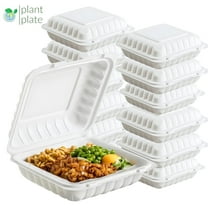 Plant Plate Clamshell Container 9X9 Multipurpose Full Made from MFPP, White, 150-Count/Box