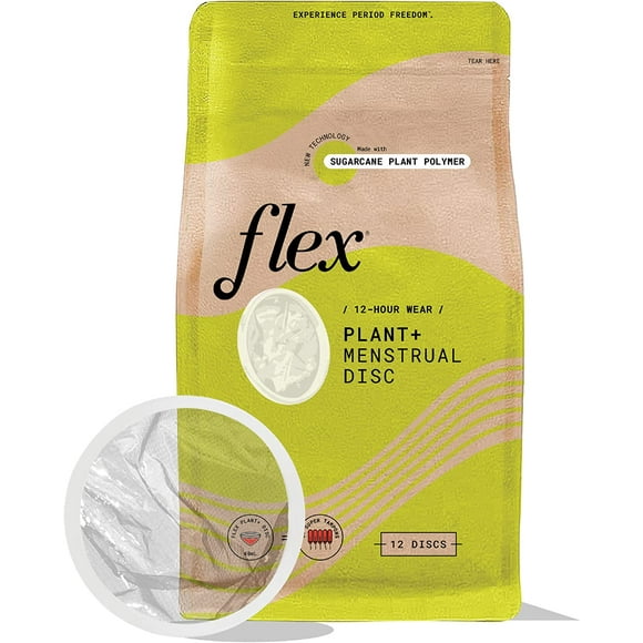 Plant Plus Disc | Plant-Based Disposable Period Discs | Tampon and Cup Alternative | Capacity of 5 Super Tampons | Menstrual Disc Made with Sustainable Medical-Grade Plant Polymers | 12 Count