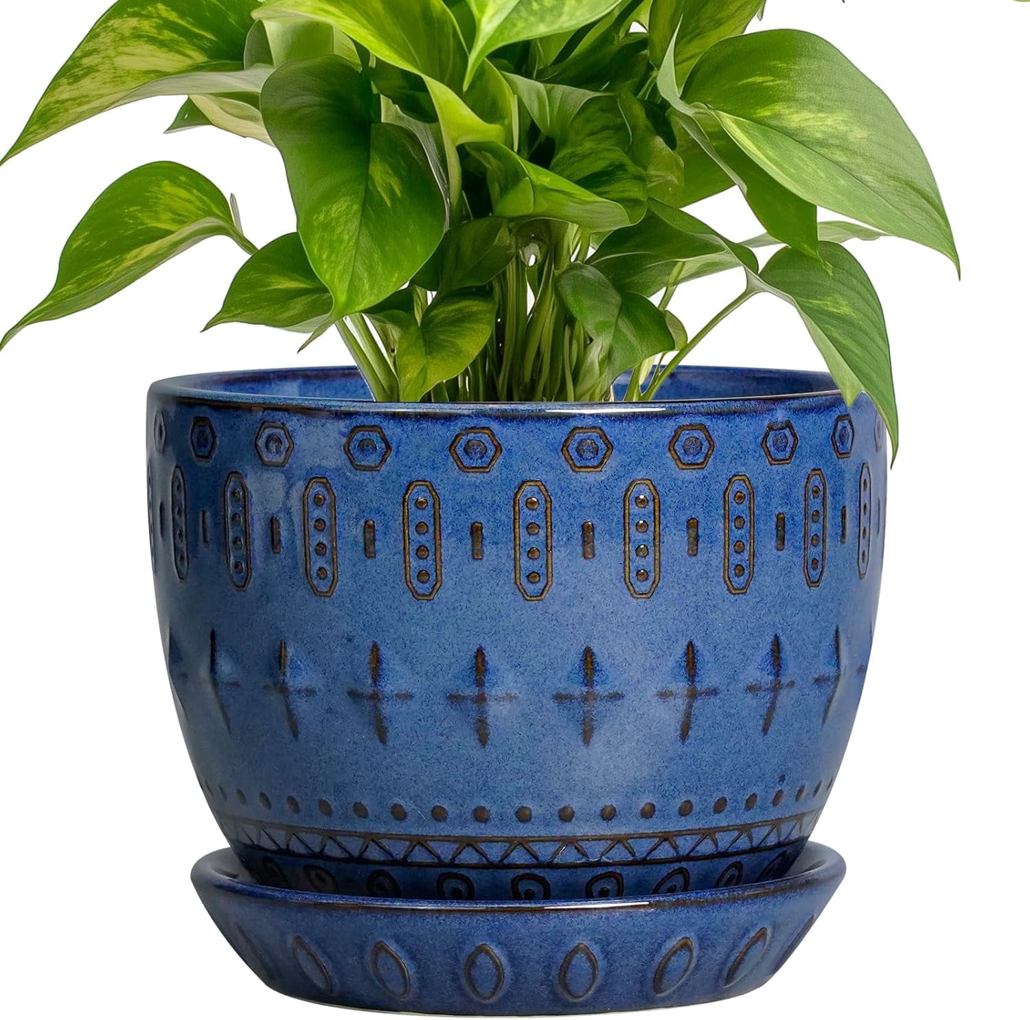 Plant Pot 5 Inch, Ceramic Planter for Indoor Plants, Blue - Walmart.com