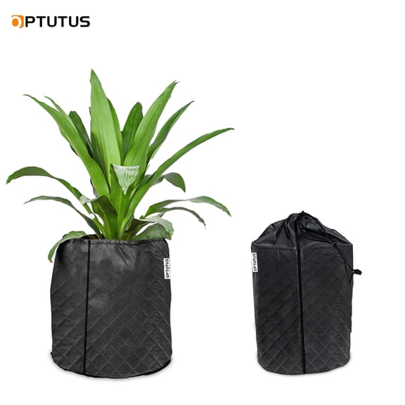 Plant Pot Cover 18"D x 20"H – Black Padded Insulated Pot Wrap with Top Drawstring, Winter Frost Protection for Outdoor Planters