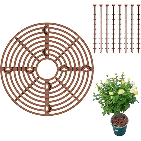 Plant Pot Grid, Cuttable Flower Pot Soil Cover Protectors with Deep Stakes, Dogs, Cats Digging Stopper, Plant Grid Pot Cover, 19cm/7.5in Diameter