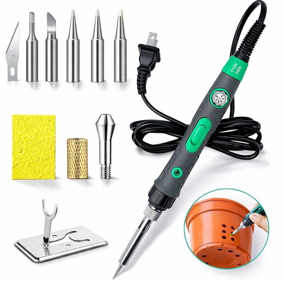 Plant Pot Perforator With 7 Drill Bits,2-in-1 Electric Soldering Iron for DIY Plant Pot Drainage Hole