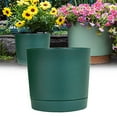 thumbnail image 1 of Plant Pot with Drainage Hole and Saucer for Indoor Plants, Decorative Round Flower Pot for House Plants, Succulent Orchid Planter, Green, 1 of 9