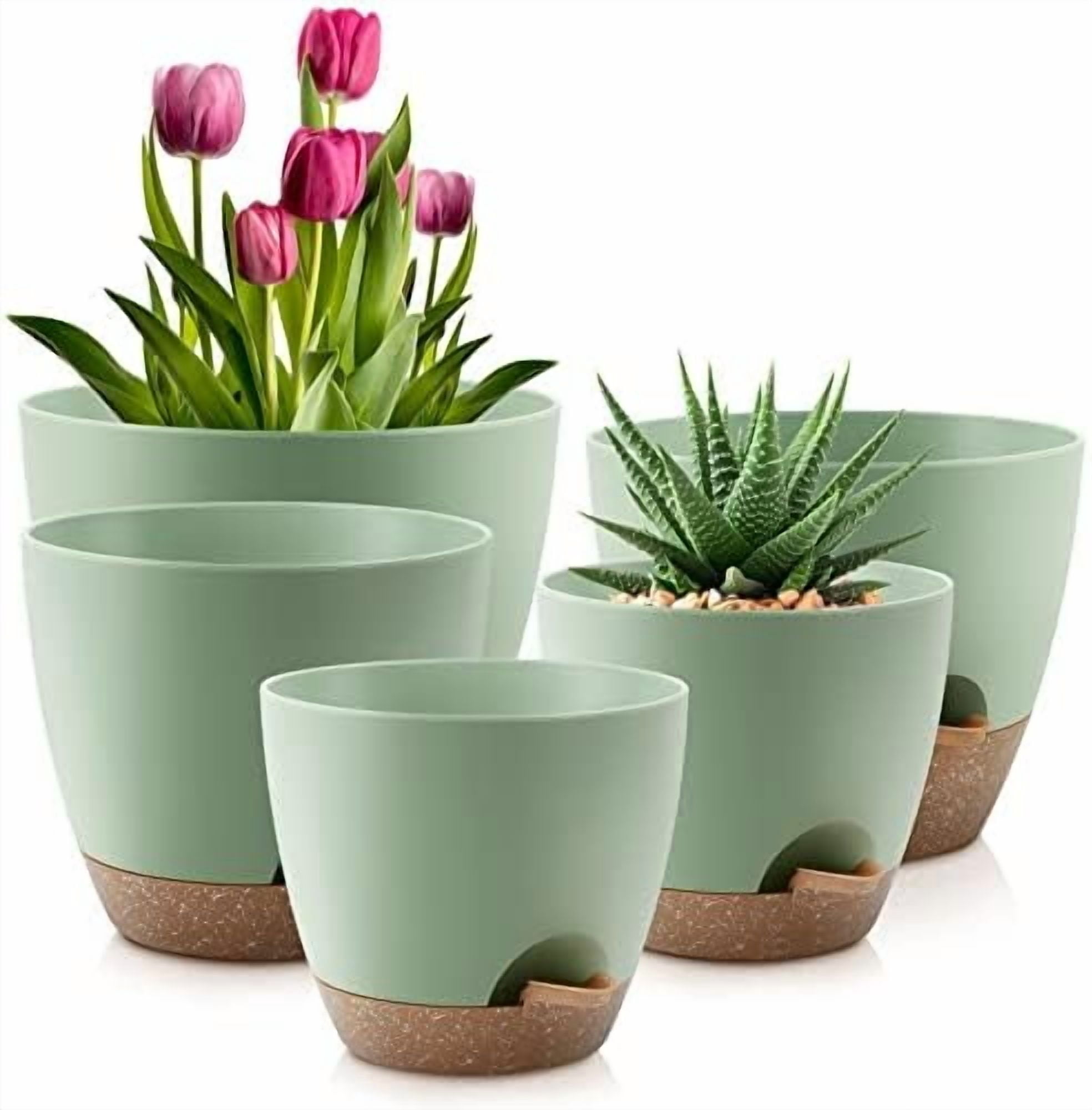 Plant Pots 12/10/9 Inch Self Watering Pots, Set of 3 Plastic Planters ...
