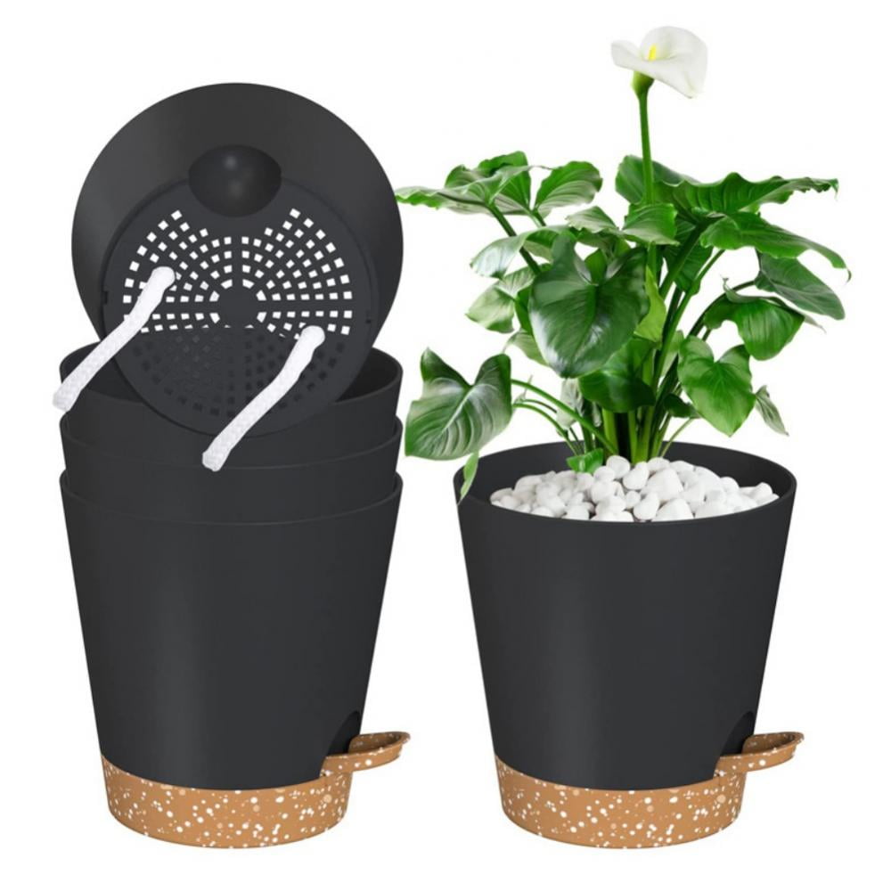 Plant Pots 5 Inch Self Watering Planters for Indoor Plants with ...