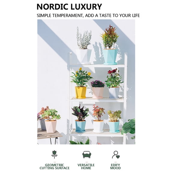 Plant Pots 5 inch Indoor Plastic Flower Pots,with Drainage Holes and Saucers Plastic Flower Pot Indoor Outdoor for Garden