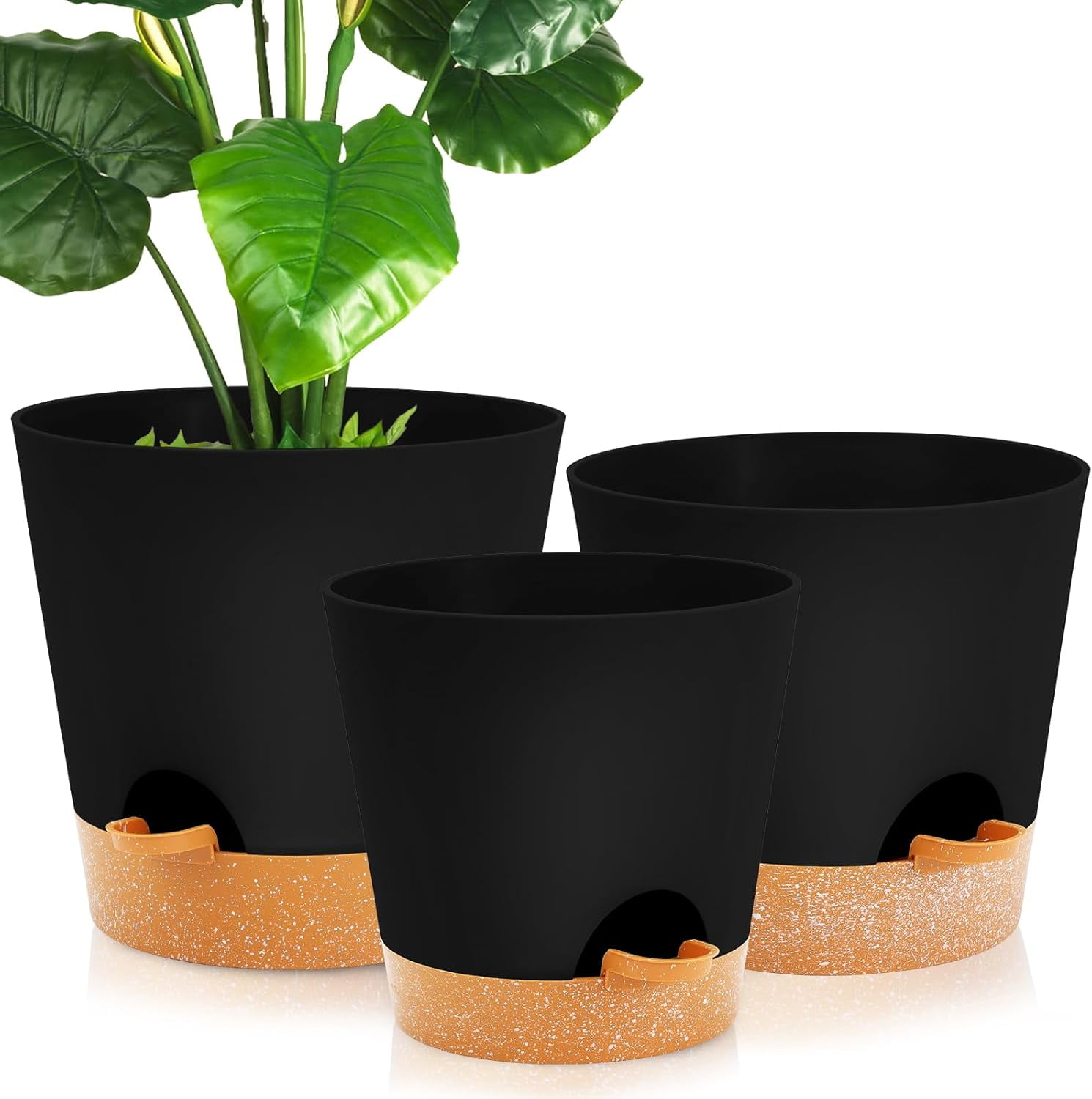 Slanting Pots Plant Pots 7/6.5/6/5.5/5 Inch Self Watering Planters with Drainage Hole ...