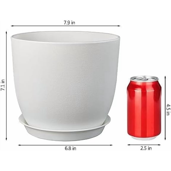 Plant Pots 8 Inch Set of 2, Flower Pots with Multi Mesh Drainage Holes, Planters for Indoor Outdoor Garden Plants and Flowers (White)