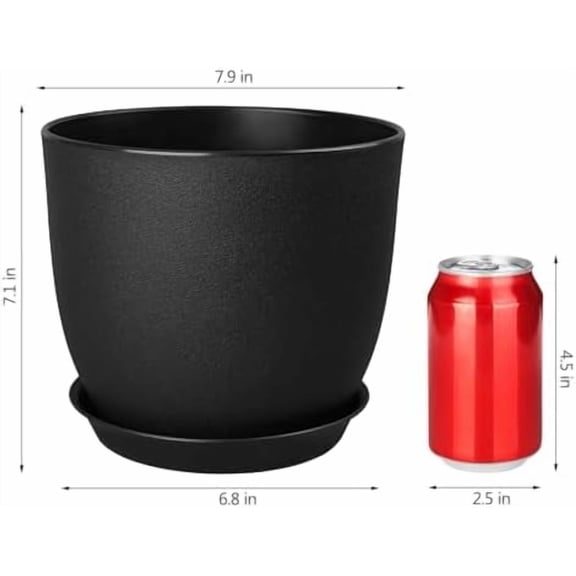 Plant Pots 8 Inch Set of 4, Flower Pots with Multi Mesh Drainage Holes, Planters for Indoor Outdoor Garden Plants and Flowers (Black)