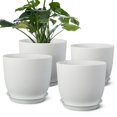 Plant Pots 8 Inch Set of 4, Flower Pots with Multi Mesh Drainage Holes