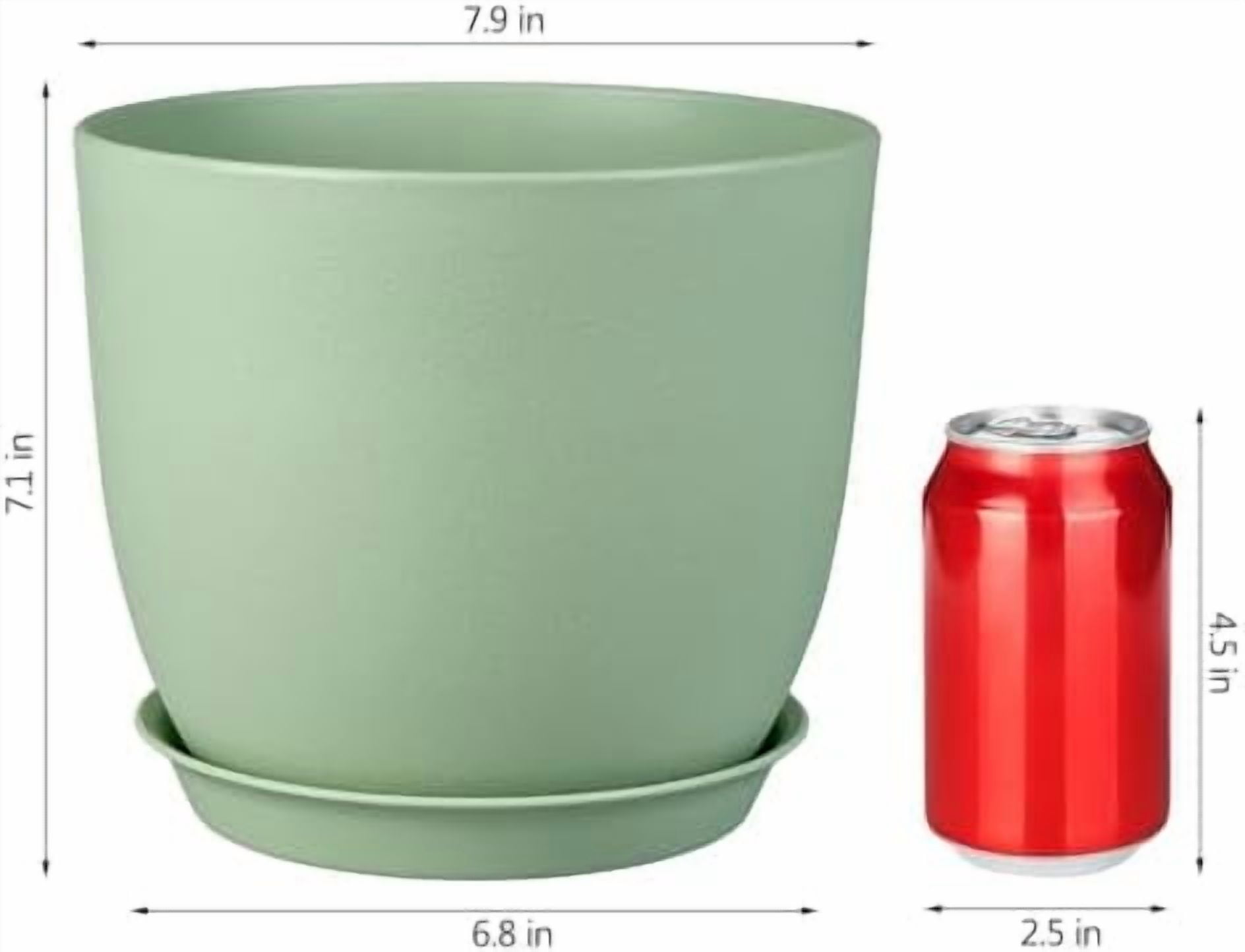 Plant Pots 8 Inch Set of 4, Flower Pots with Multi Mesh Drainage Holes, Planters for Indoor Outdoor Garden Plants and Flowers（Green）