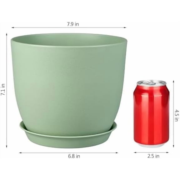 Plant Pots 8 Inch Set of 4, Flower Pots with Multi Mesh Drainage Holes, Planters for Indoor Outdoor Garden Plants and Flowers(Green)