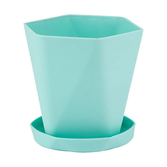 Plant Pots with Drainage Holes And Trays Geometric Hexagonal Plastic Modern Planters for Indoor Plants Room & Office Decor Lightweight Outdoor Flower Container