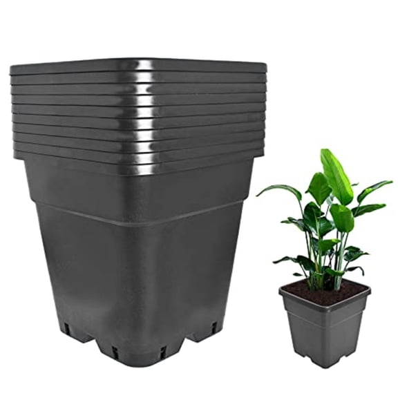 Plant Pots Flower Pot 10-Pack Planter Nursery Pot Garden Seedling Planters Containers Plastic Injection Molded Pots with Drainage Holes for Outdoor Indoor Plants Vegetables Black