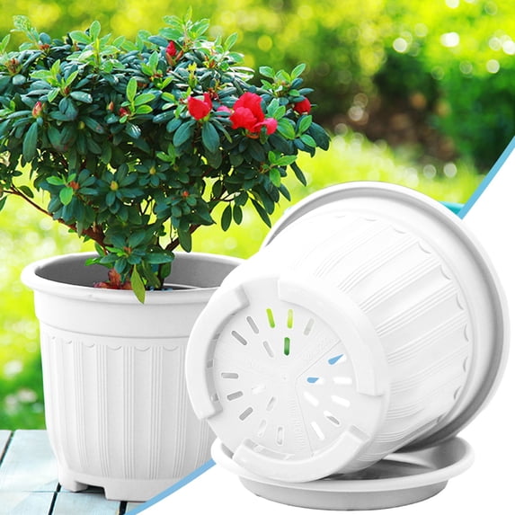 Plant Pots,Flower Pots with Drainage Hole & Saucer,Indoor Roman Architectural Style Flower Pot,For And Growing Plants,Flowers,Tall Indoor Pots,And Rearranging Garden Or Home Decor,White