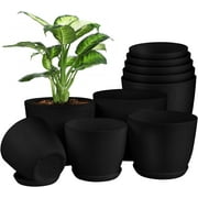 Plant Pots with Multi Drainage Holes - 10 Pieces Versatile, Sturdy Plastic, Stackable Design Home Decor Flower Pots for 