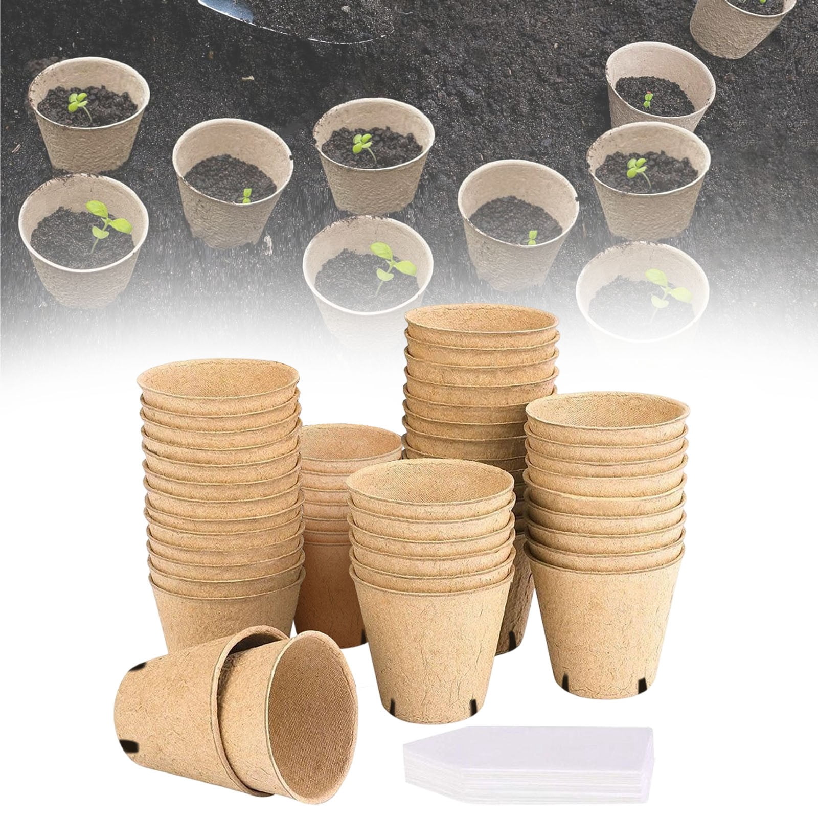 Plant Pots, Peat Pots for seedlings, Planting Pots, Seedling Pots, Biodegradable Seed Starter Pots, Flower Pots, Seed Starter Pots with Drainage Holes, Starter Pots for Planting Seeds 50Pcs