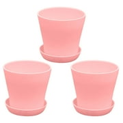Plant Pots, Planters for Indoor Plants, 3 Pack 5" Outdoor Plastic Flower Pots Plant Growing Pots with Drainage Hole & Tray for Garden Balcony Windowsill House
