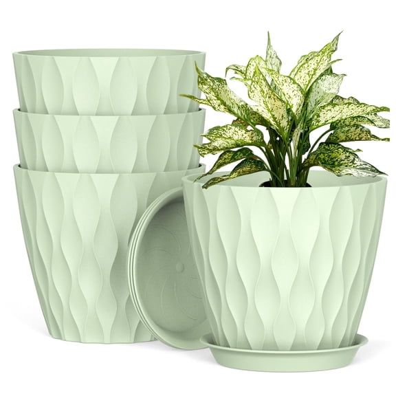 Plant Pots, Planters for Indoor Outdoor with Drainage Holes & Saucers, Flower Pots for Indoor Plants, Indoor Plant Pots