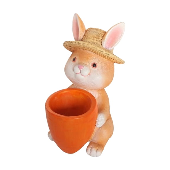 Plant Pots Rabbit Carrot Decorative Planter Flower Pots Garden Decor, Cartoon Animal Shaped Flowerpot, Whimsical Front Porch Patio Yard OrnamentsA