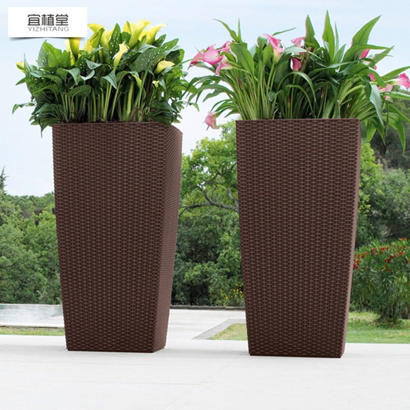 Plant Pots Set of 2,23" Tall Flower Pots,Tapered Tall Planters with Automatic Watering,Built-in Drainage,Water Level Monitor,Decor Flower Pots,Large Planters for Outdoor Indoor Plants