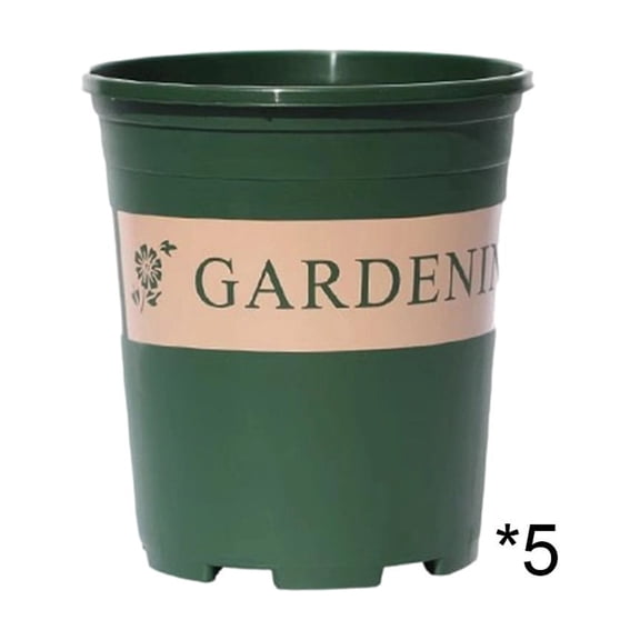 Plant Pots Set of 5 Green Plastic Nursery Pots with Drainage Holes,14Cm Seedling Planters for Gardening,Lightweight Durable Flower Pots for Balcony Plants Garden